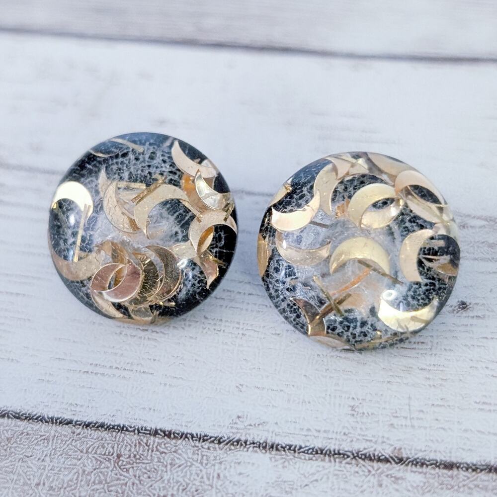 Vintage Clip On Earrings Very Unusual Domed Statement - Rear Condition Issues